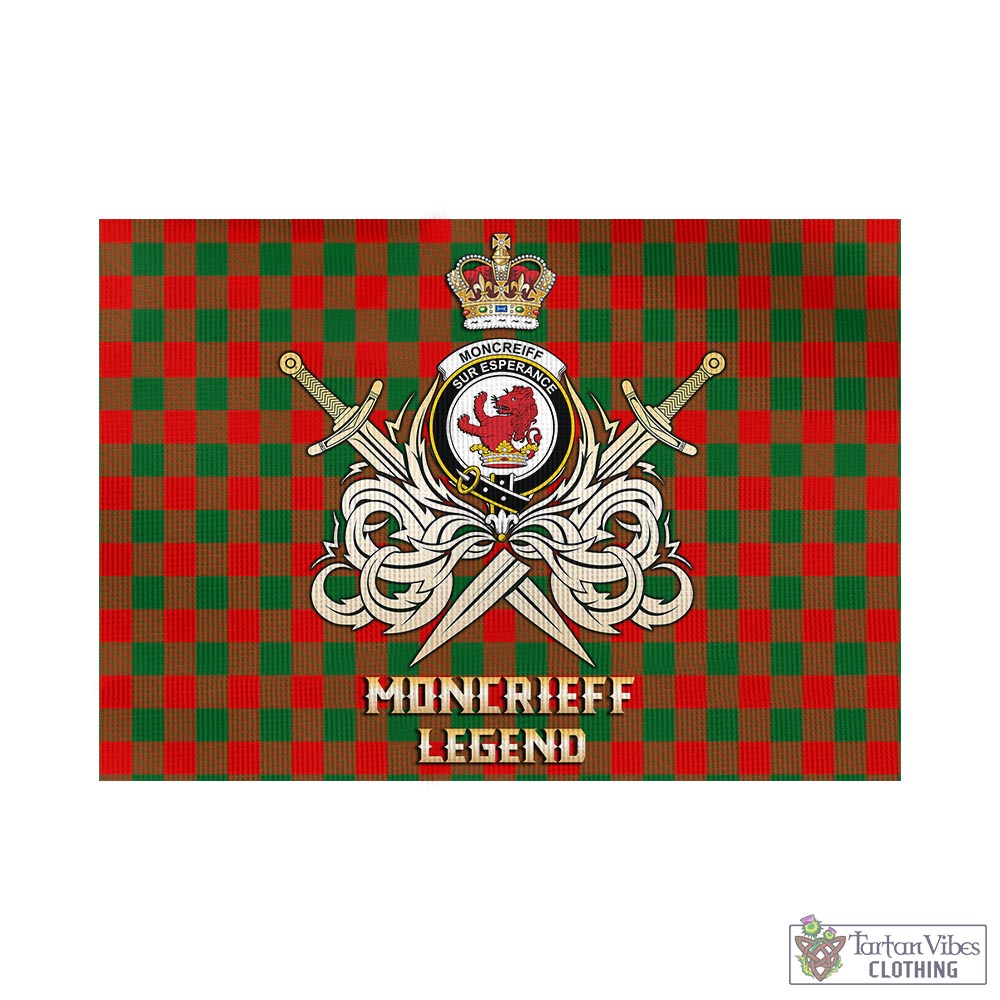 Tartan Vibes Clothing Moncrieff Modern Tartan Flag with Clan Crest and the Golden Sword of Courageous Legacy