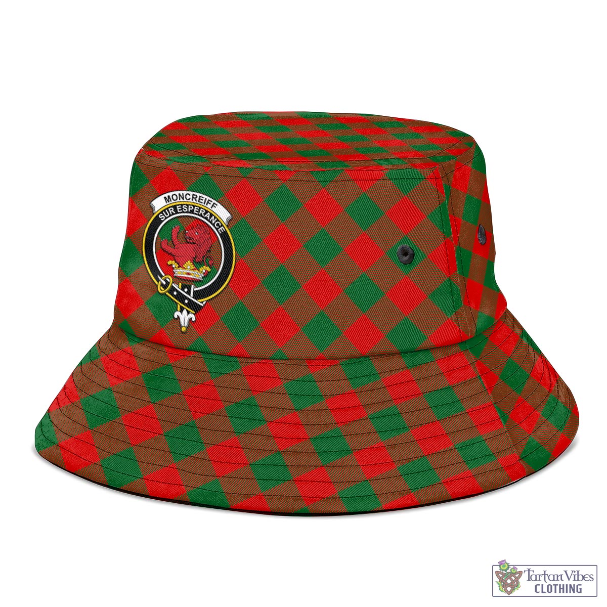Tartan Vibes Clothing Moncrieff Modern Tartan Bucket Hat with Family Crest
