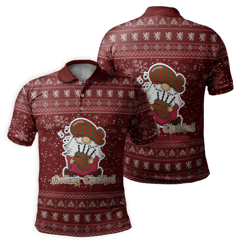 Moncrieff Modern Clan Christmas Family Polo Shirt with Funny Gnome Playing Bagpipes - Tartanvibesclothing