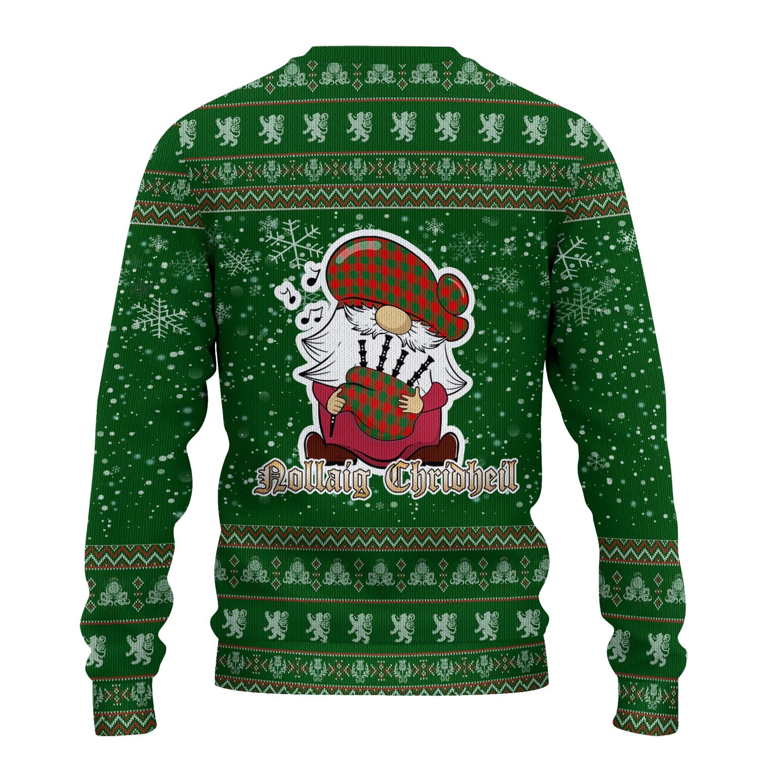 Moncrieff Modern Clan Christmas Family Knitted Sweater with Funny Gnome Playing Bagpipes - Tartanvibesclothing