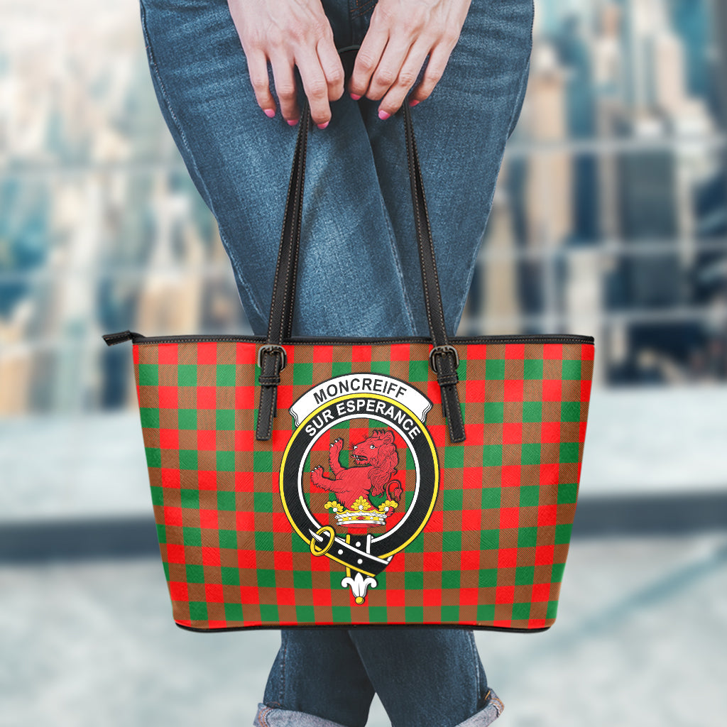 Moncrieff Modern Tartan Leather Tote Bag with Family Crest - Tartan Vibes Clothing