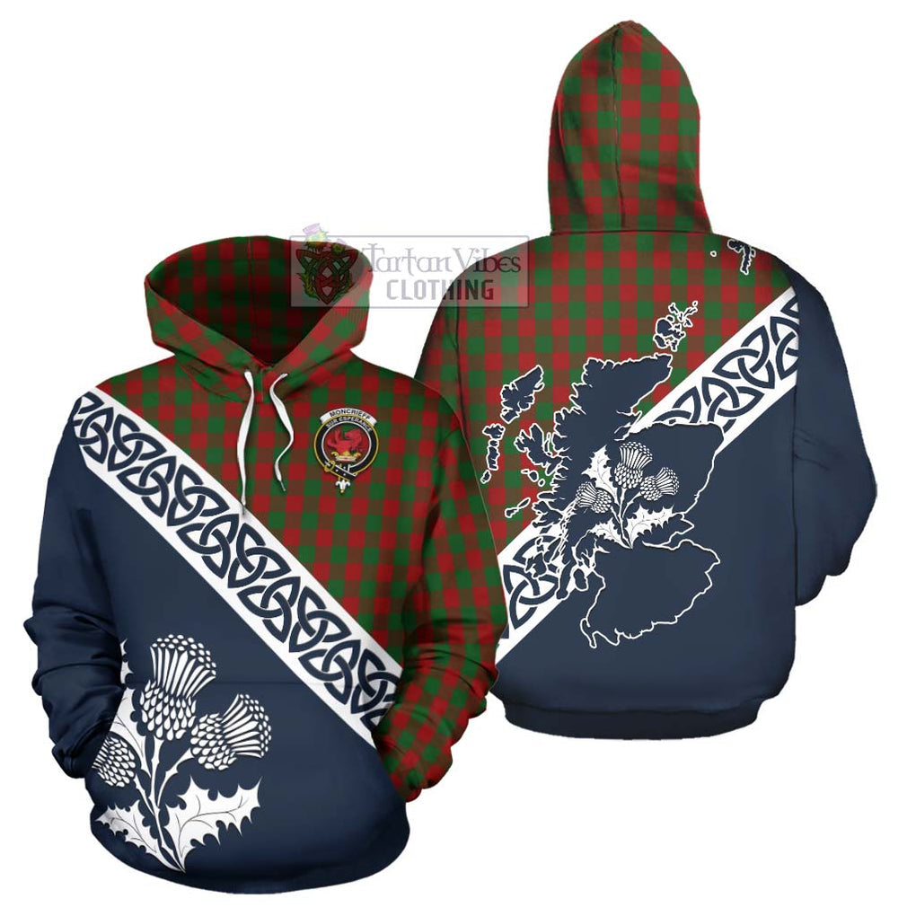 Tartan Vibes Clothing Moncrieff (Moncreiffe) Tartan Hoodie Featuring Thistle and Scotland Map