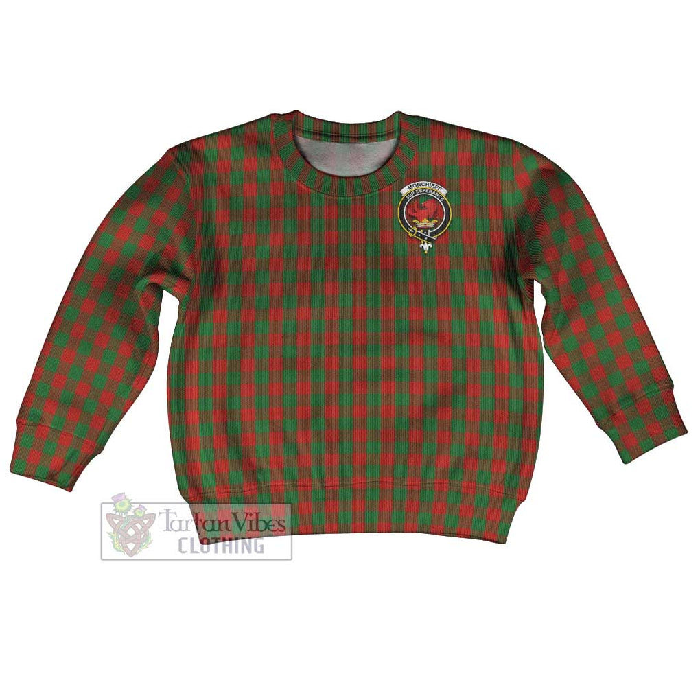 Tartan Vibes Clothing Moncrieff (Moncreiffe) Tartan Kid Ugly Sweater with Family Crest