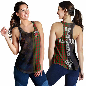Moncrieff (Moncreiffe) Tartan Family Crest Women's Racerback Tanks Alba Gu Brath Be Brave Lion Ancient Style 4XL - Tartan Vibes Clothing
