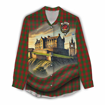 Moncrieff (Moncreiffe) Tartan Family Crest Women's Casual Shirt with Scottish Ancient Castle Style Female - Tartan Vibes Clothing