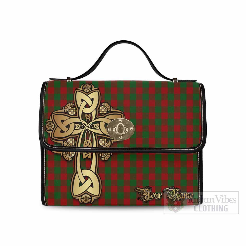 Tartan Vibes Clothing Moncrieff (Moncreiffe) Tartan Waterproof Canvas Bag Golden Thistle Celtic Cross Style