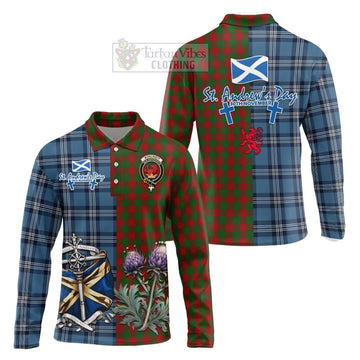 Moncrieff (Moncreiffe) Tartan Long Sleeve Polo Shirt Happy St. Andrew's Day Half Tartan Style