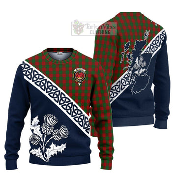 Moncrieff (Moncreiffe) Tartan Ugly Sweater Featuring Thistle and Scotland Map