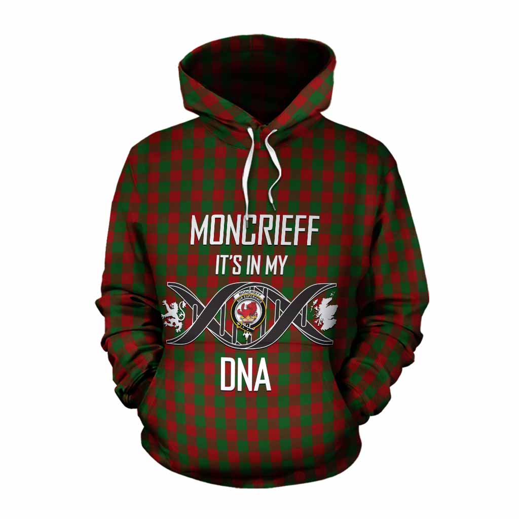 Tartan Vibes Clothing Moncrieff (Moncreiffe) Tartan Cotton Hoodie with Family Crest DNA In Me Style