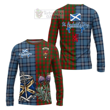 Moncrieff (Moncreiffe) Tartan Long Sleeve T-Shirt Happy St. Andrew's Day Half Tartan Style