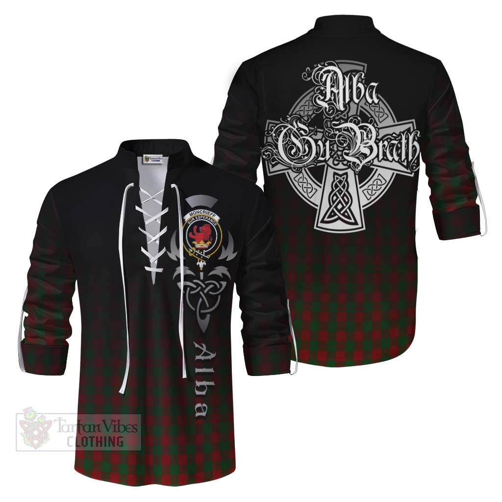 Tartan Vibes Clothing Moncrieff (Moncreiffe) Tartan Ghillie Kilt Shirt Featuring Alba Gu Brath Family Crest Celtic Inspired