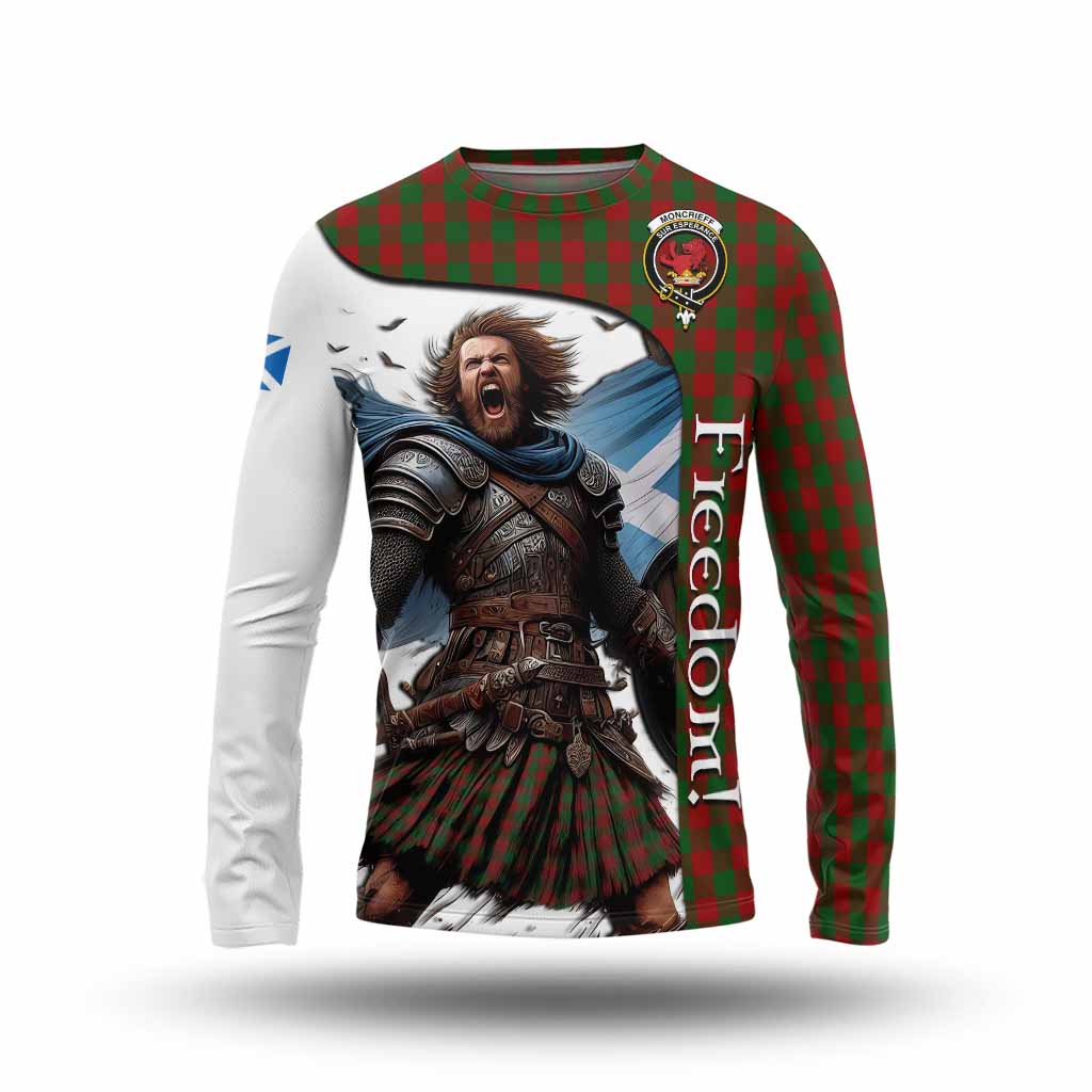 Tartan Vibes Clothing Moncrieff (Moncreiffe) Crest Tartan Long Sleeve T-Shirt Inspired by the Freedom of Scottish Warrior