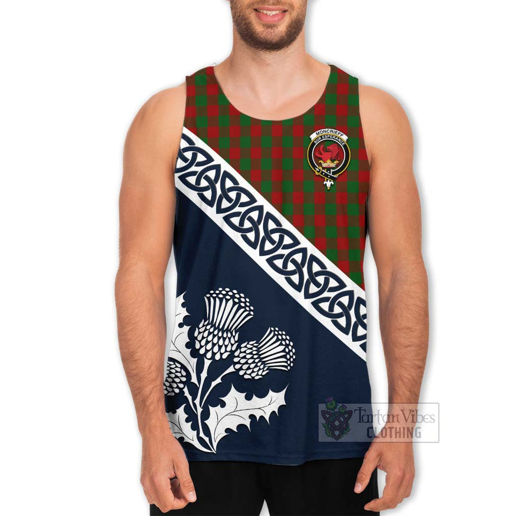 Tartan Vibes Clothing Moncrieff (Moncreiffe) Tartan Men's Tank Top Featuring Thistle and Scotland Map