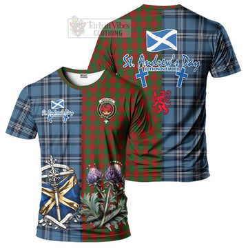 Moncrieff (Moncreiffe) Tartan T-Shirt Happy St. Andrew's Day Half Tartan Style