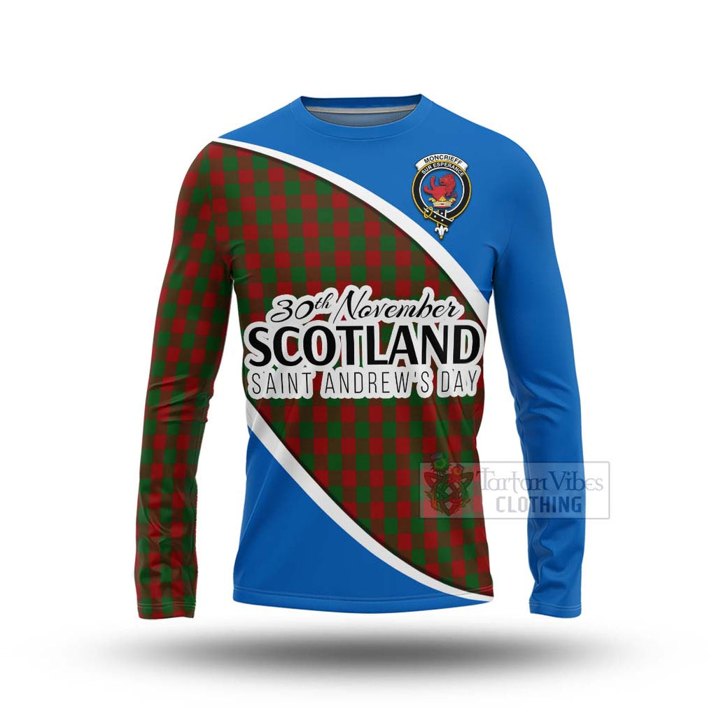 Tartan Vibes Clothing Moncrieff (Moncreiffe) Family Crest Tartan Long Sleeve T-Shirt Celebrate Saint Andrew's Day in Style