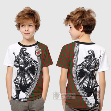 Moncrieff (Moncreiffe) Tartan Clan Crest Kid T-Shirt with Highlander Warrior Celtic Style