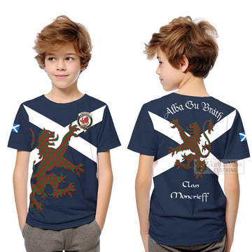 Moncrieff (Moncreiffe) Tartan Lion Rampant Kid T-Shirt Proudly Display Your Heritage with Alba Gu Brath and Clan Name