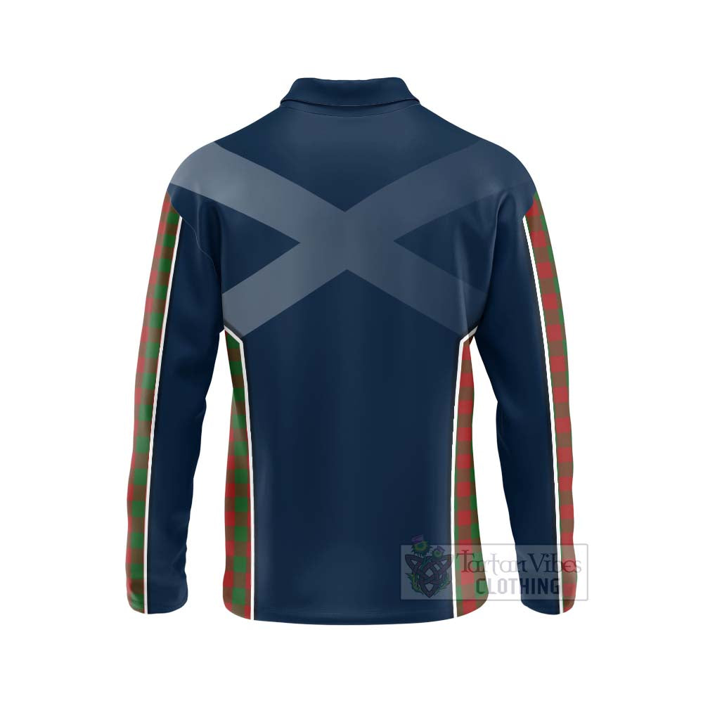 Tartan Vibes Clothing Moncrieff (Moncreiffe) Tartan Long Sleeve Polo Shirt with Family Crest and Scottish Thistle Vibes Sport Style