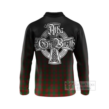 Moncrieff (Moncreiffe) Tartan Long Sleeve Polo Shirt Featuring Alba Gu Brath Family Crest Celtic Inspired