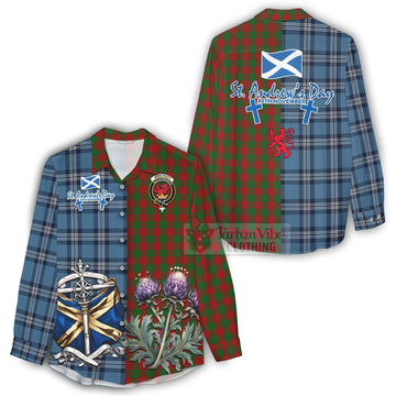 Moncrieff (Moncreiffe) Tartan Women's Casual Shirt Happy St. Andrew's Day Half Tartan Style