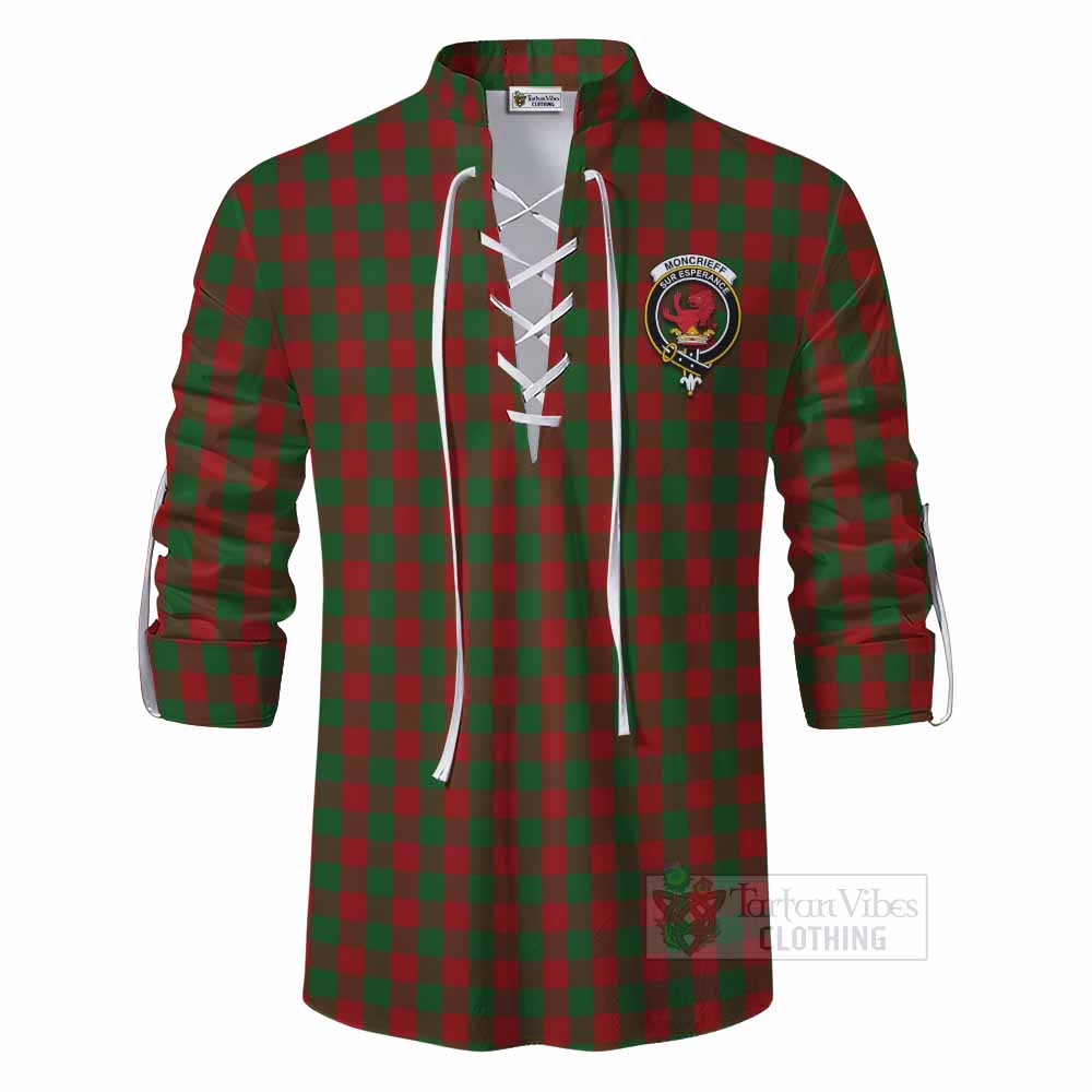 Tartan Vibes Clothing Moncrieff (Moncreiffe) Tartan Ghillie Kilt Shirt with Family Crest DNA In Me Style