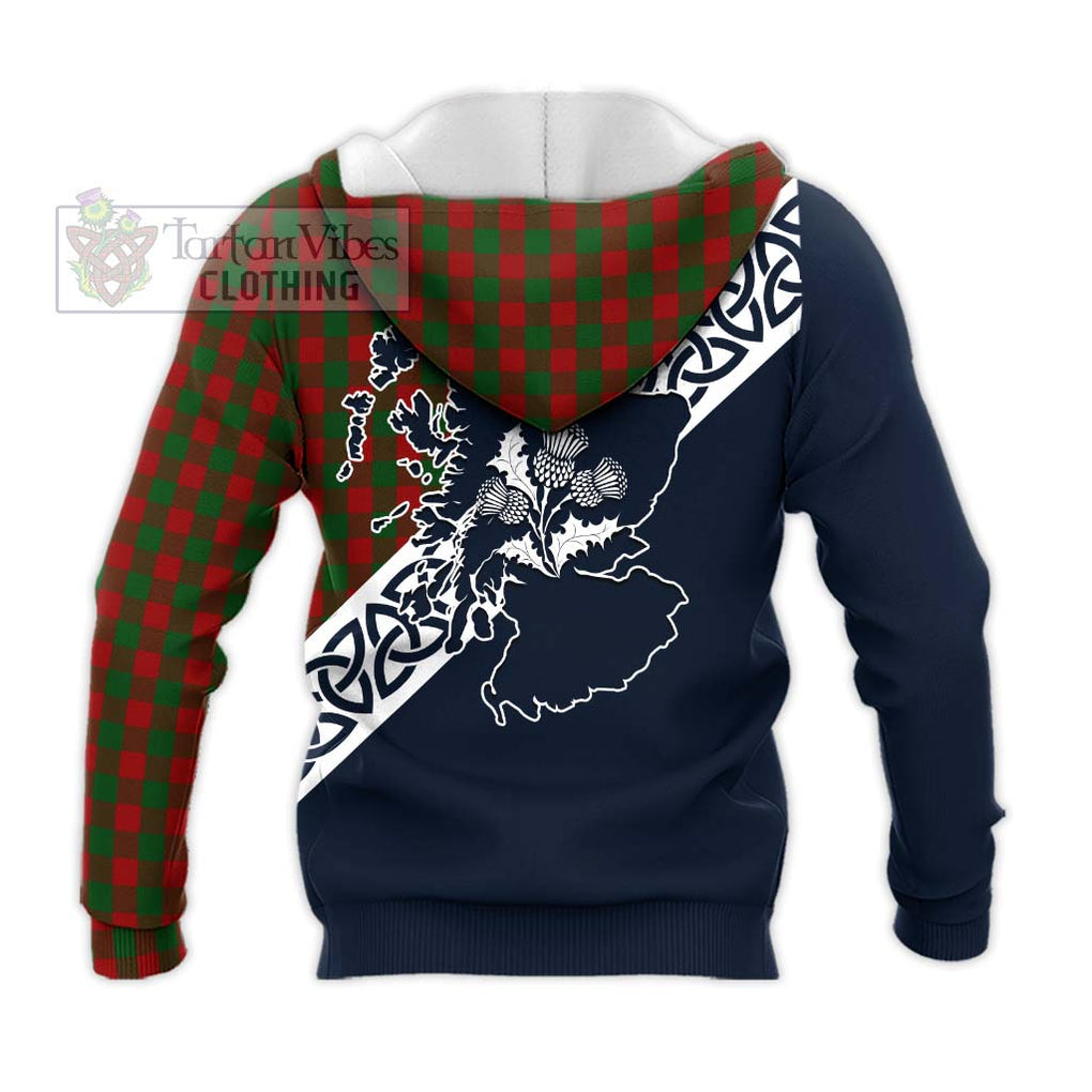 Tartan Vibes Clothing Moncrieff (Moncreiffe) Tartan Knitted Hoodie Featuring Thistle and Scotland Map