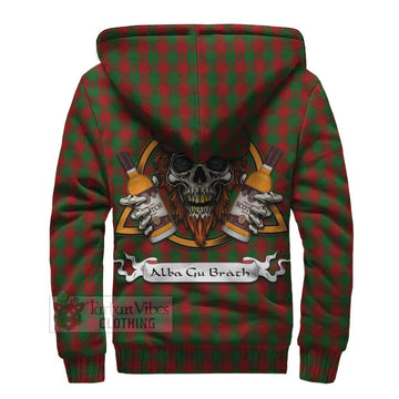 Moncrieff (Moncreiffe) Tartan Sherpa Hoodie with Family Crest and Bearded Skull Holding Bottles of Whiskey