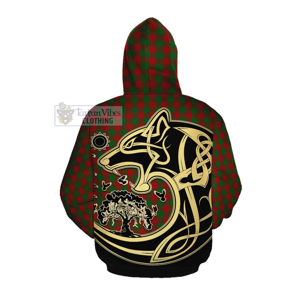 Tartan Vibes Clothing Moncrieff (Moncreiffe) Tartan Cotton Hoodie with Family Crest Celtic Wolf Style