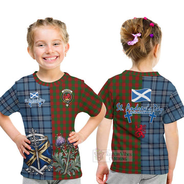 Moncrieff (Moncreiffe) Tartan Kid T-Shirt Happy St. Andrew's Day Half Tartan Style