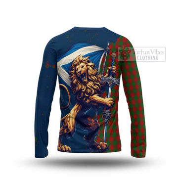 Moncrieff (Moncreiffe) Tartan Family Crest Long Sleeve T-Shirt with Scottish Majestic Lion