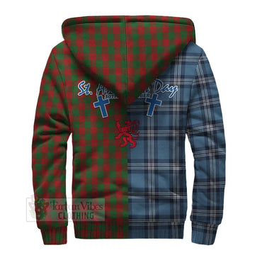 Moncrieff (Moncreiffe) Tartan Sherpa Hoodie Happy St. Andrew's Day Half Tartan Style