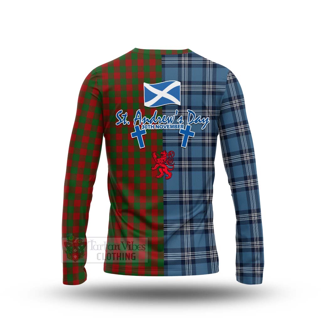 Tartan Vibes Clothing Moncrieff (Moncreiffe) Tartan Long Sleeve T-Shirt Happy St. Andrew's Day Half Tartan Style