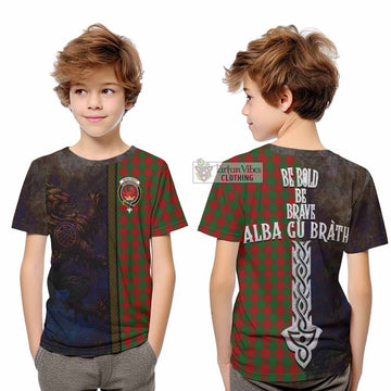 Moncrieff (Moncreiffe) Tartan Family Crest Kid T-Shirt Alba Gu Brath Be Brave Lion Ancient Style - Tartan Vibes Clothing