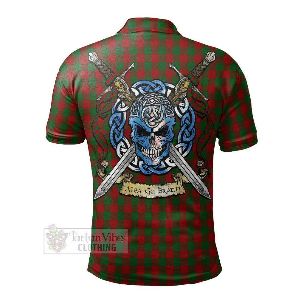 Tartan Vibes Clothing Moncrieff (Moncreiffe) Tartan Polo Shirt with Family Crest Celtic Skull Style