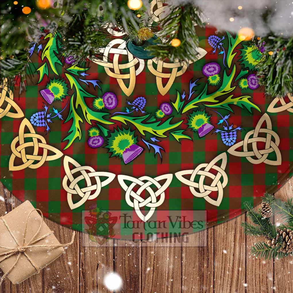 Tartan Vibes Clothing Moncrieff (Moncreiffe) Tartan Christmas Tree Skirt with Thistle Celtic Knot Style