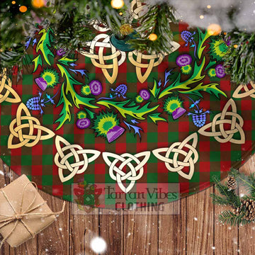 Moncrieff (Moncreiffe) Tartan Christmas Tree Skirt with Thistle Celtic Knot Style