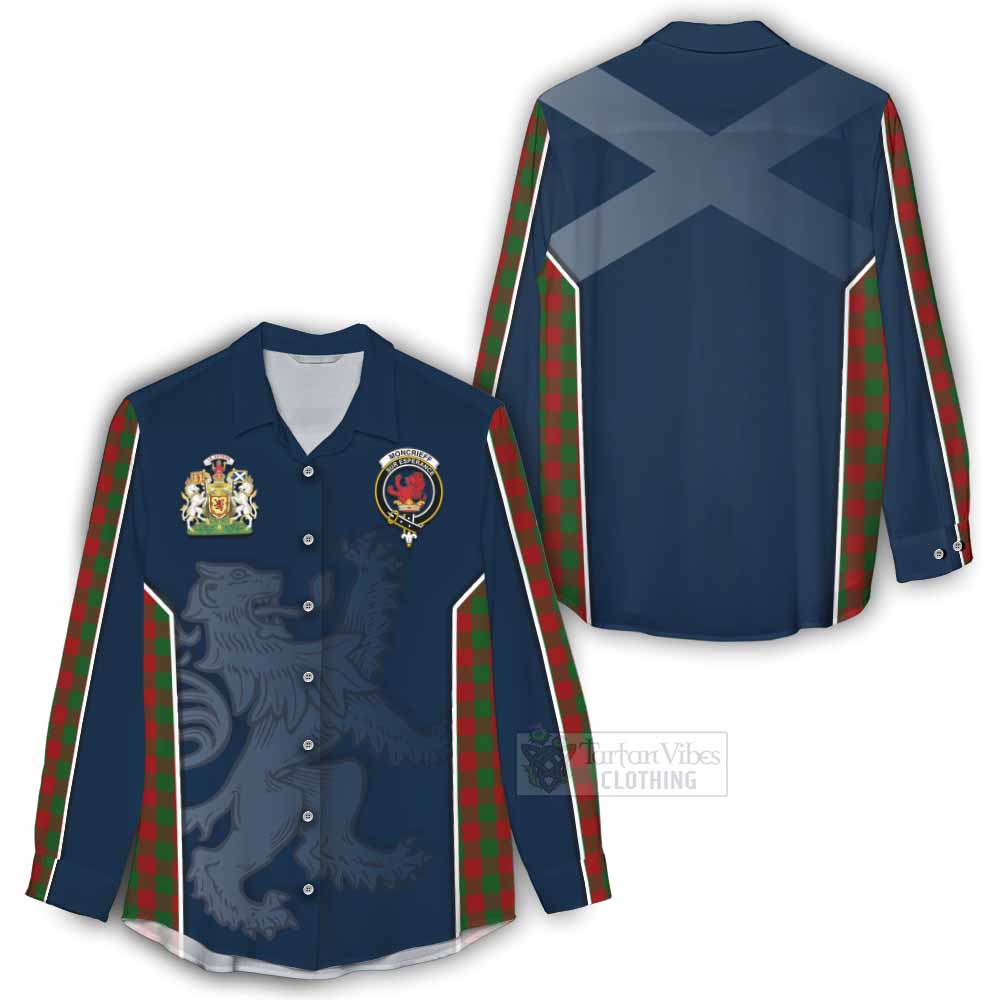 Tartan Vibes Clothing Moncrieff (Moncreiffe) Tartan Women's Casual Shirt with Family Crest and Lion Rampant Vibes Sport Style