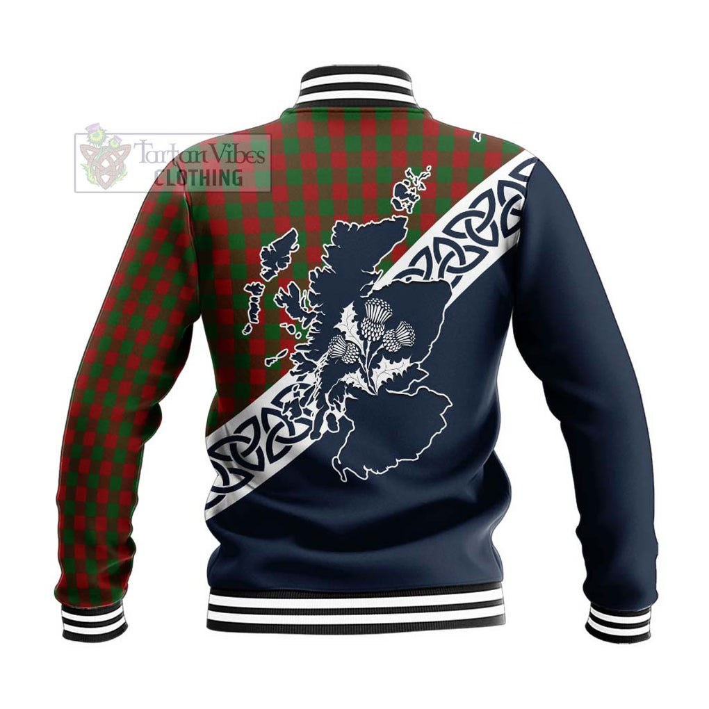 Tartan Vibes Clothing Moncrieff (Moncreiffe) Tartan Baseball Jacket Featuring Thistle and Scotland Map