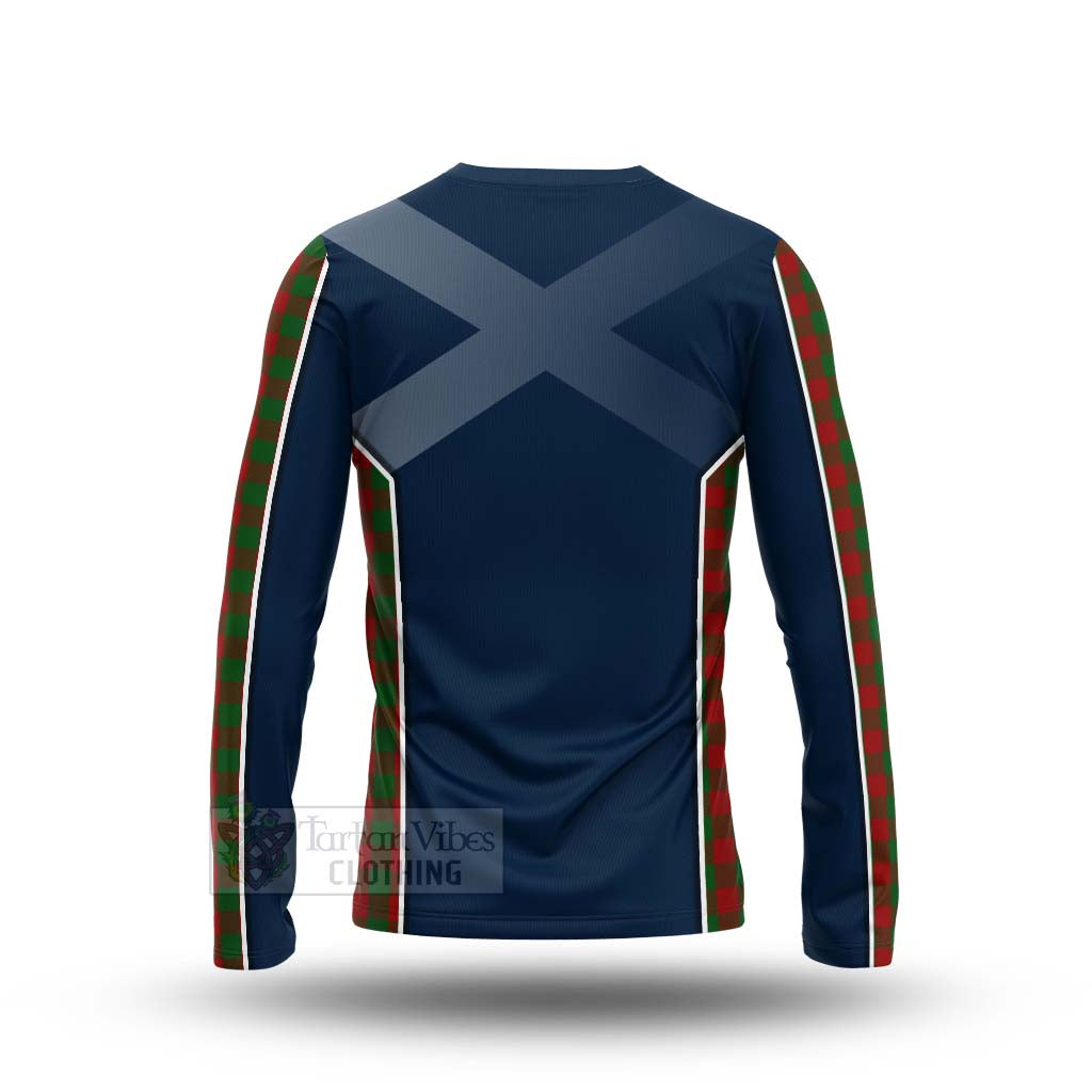 Tartan Vibes Clothing Moncrieff (Moncreiffe) Tartan Long Sleeve T-Shirt with Family Crest and Scottish Thistle Vibes Sport Style