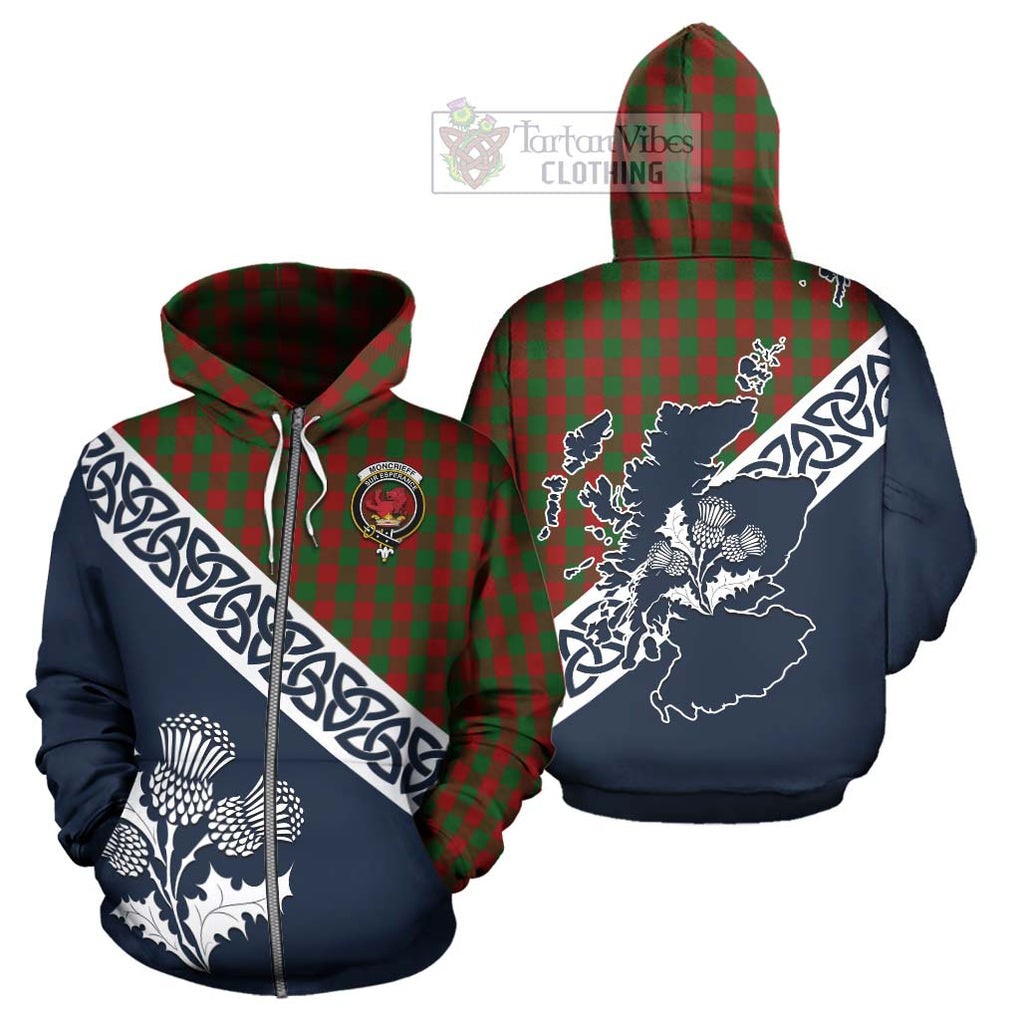 Tartan Vibes Clothing Moncrieff (Moncreiffe) Tartan Hoodie Featuring Thistle and Scotland Map