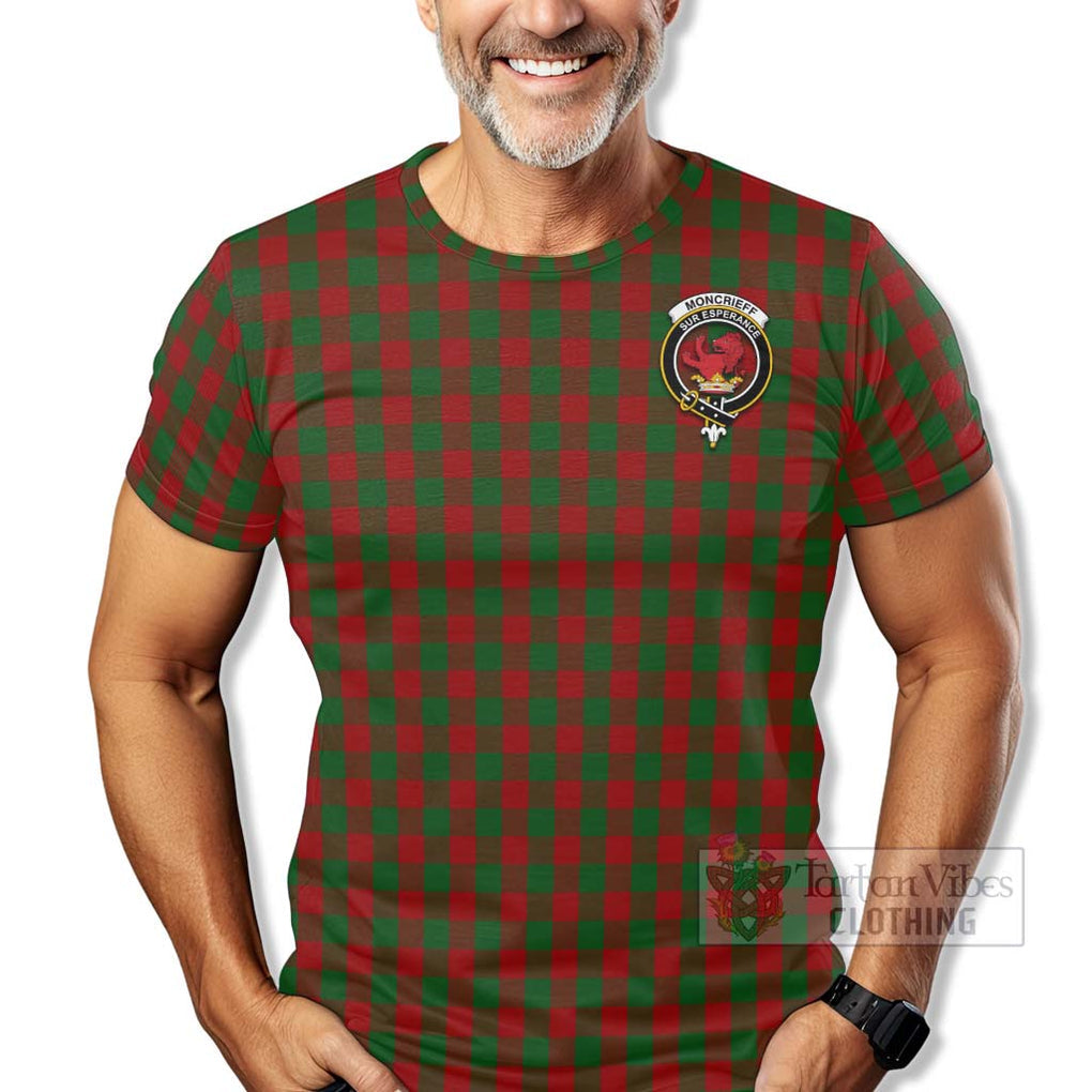 Tartan Vibes Clothing Moncrieff (Moncreiffe) Tartan T-Shirt with Family Crest Celtic Skull Style