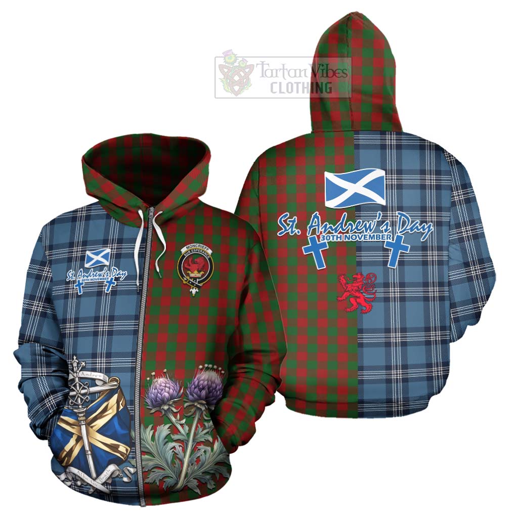 Tartan Vibes Clothing Moncrieff (Moncreiffe) Tartan Hoodie Happy St. Andrew's Day Half Tartan Style