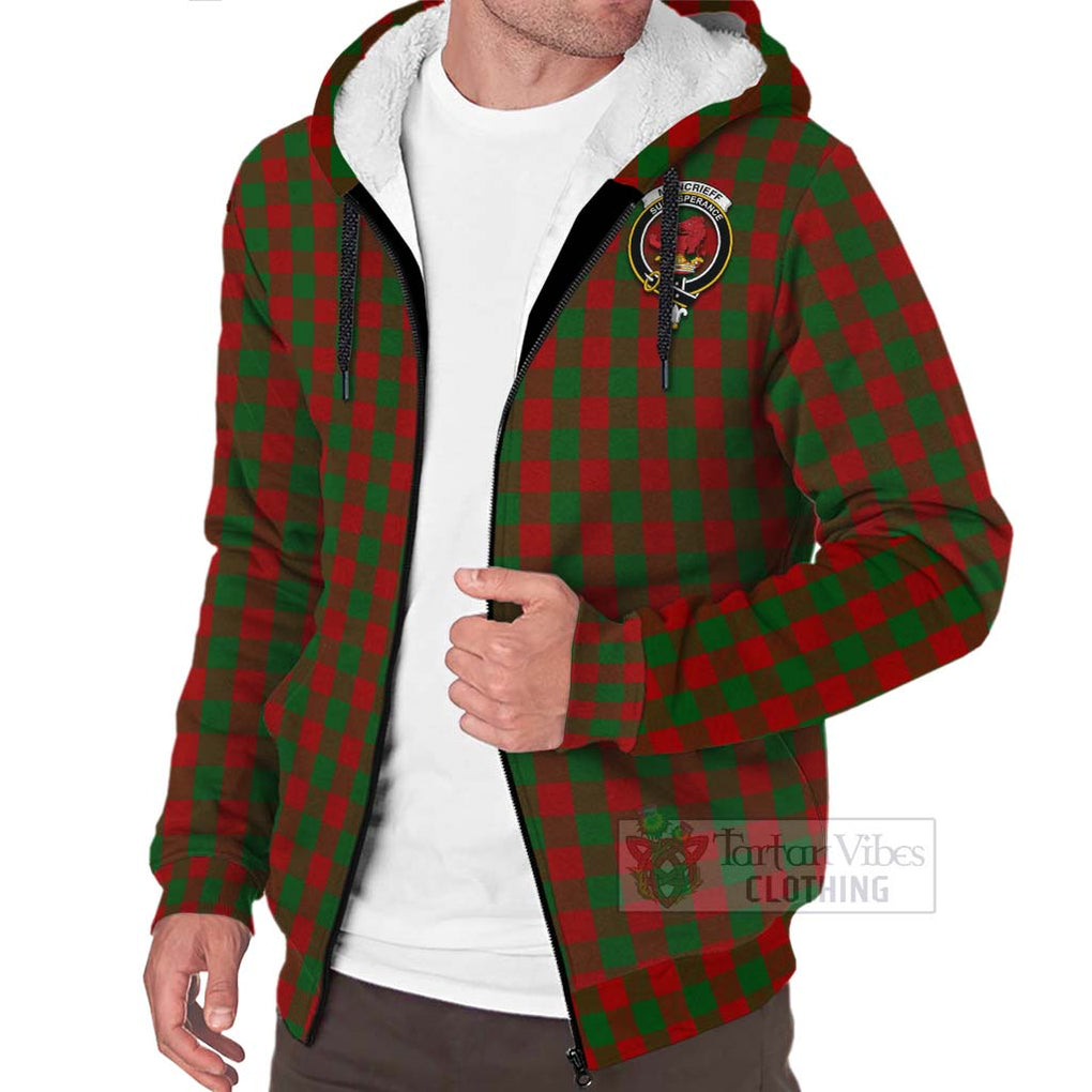 Tartan Vibes Clothing Moncrieff (Moncreiffe) Tartan Sherpa Hoodie with Family Crest Celtic Skull Style