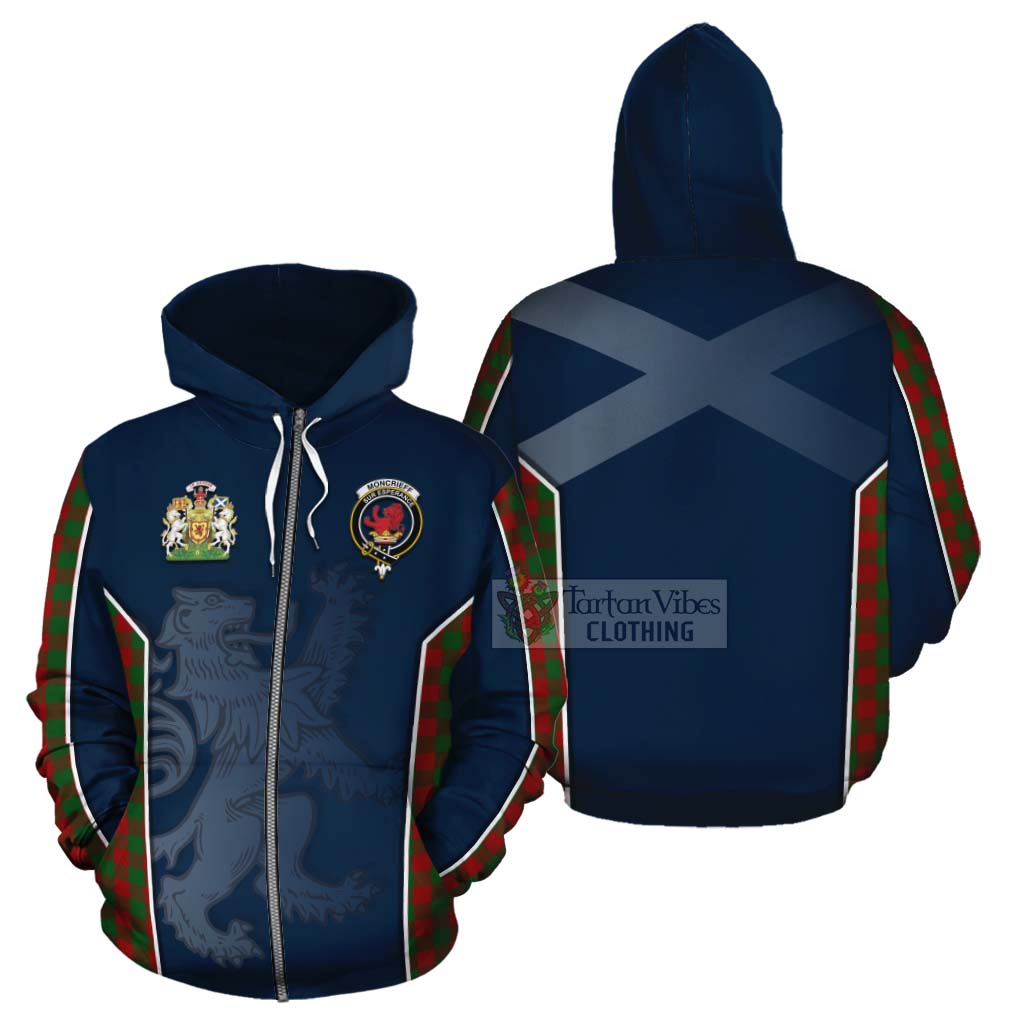 Tartan Vibes Clothing Moncrieff (Moncreiffe) Tartan Cotton Hoodie with Family Crest and Lion Rampant Vibes Sport Style