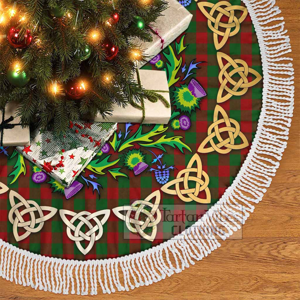 Tartan Vibes Clothing Moncrieff (Moncreiffe) Tartan Christmas Tree Skirt with Thistle Celtic Knot Style