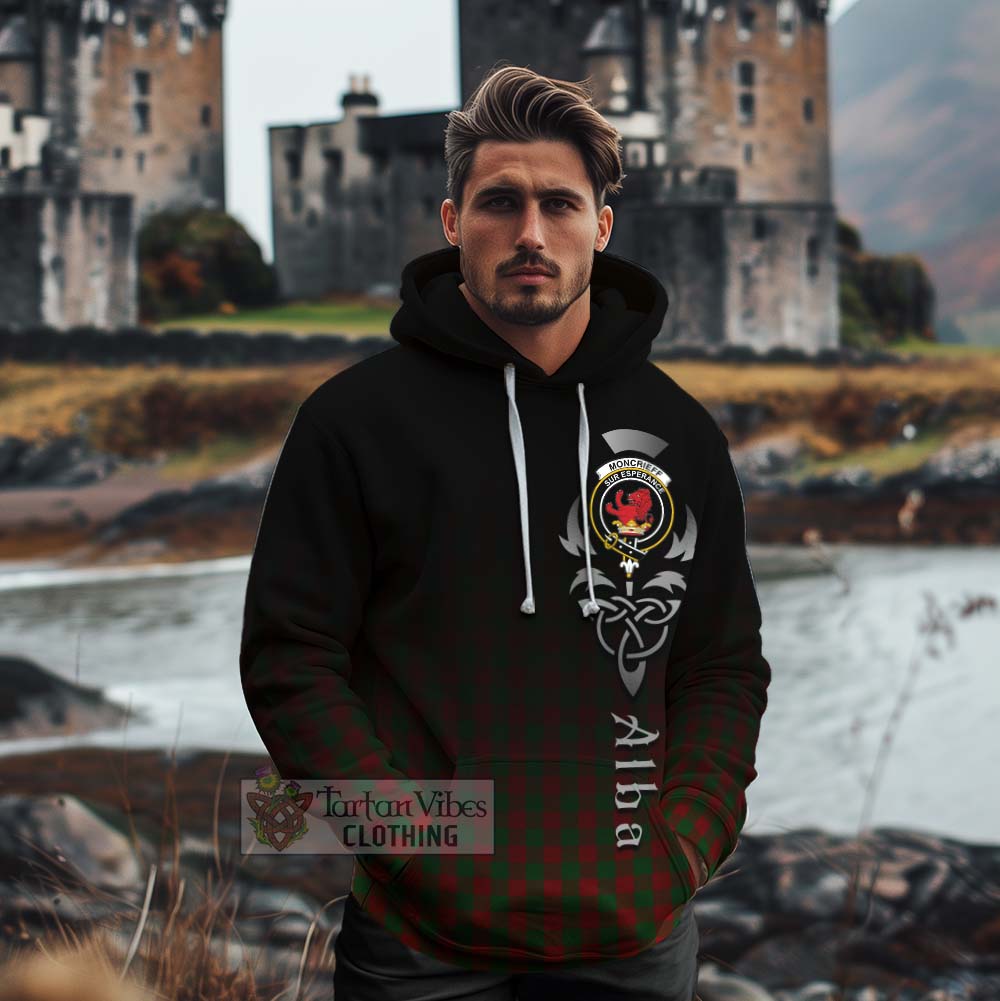 Tartan Vibes Clothing Moncrieff (Moncreiffe) Tartan Cotton Hoodie Featuring Alba Gu Brath Family Crest Celtic Inspired