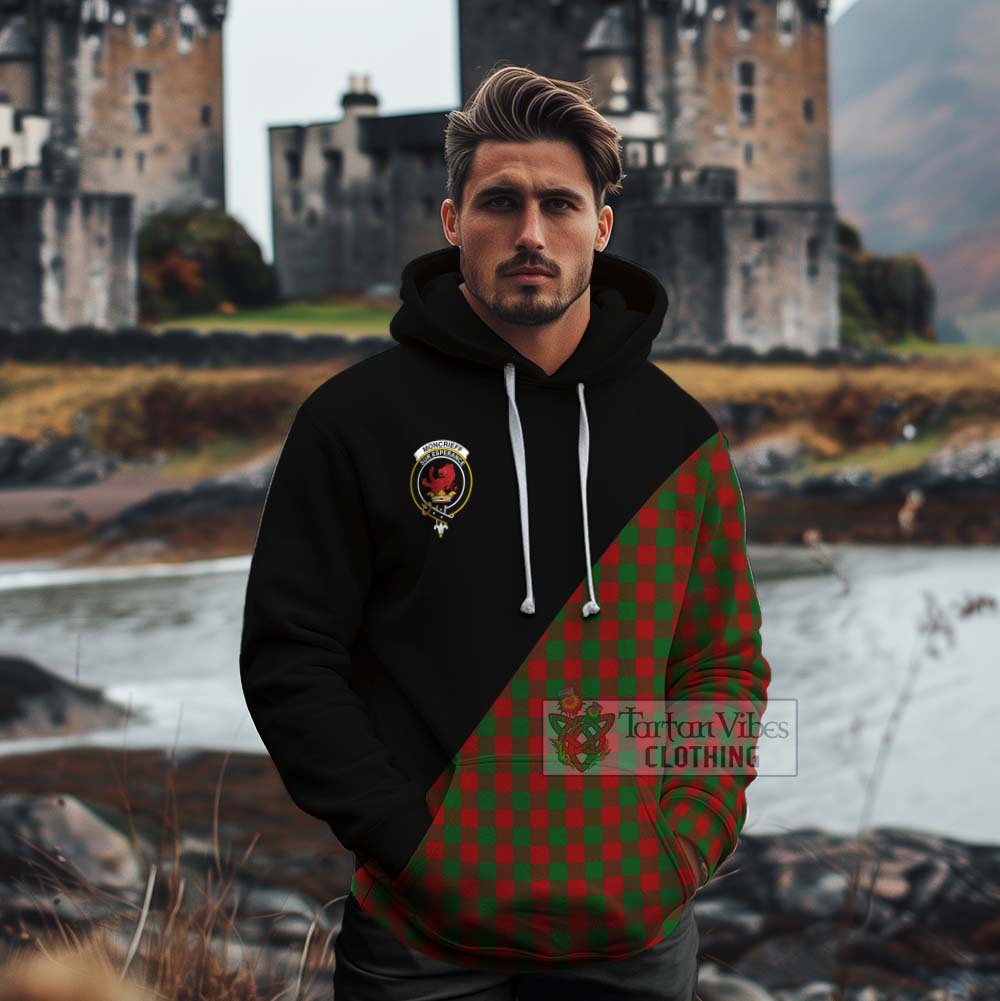 Tartan Vibes Clothing Moncrieff (Moncreiffe) Tartan Cotton Hoodie with Family Crest and Military Logo Style