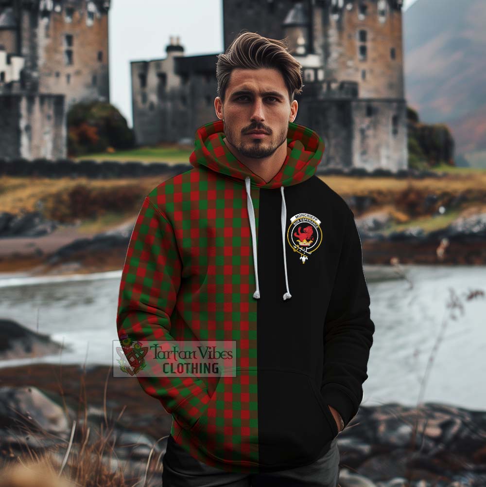 Tartan Vibes Clothing Moncrieff (Moncreiffe) Tartan Cotton Hoodie with Family Crest and Half Of Me Style