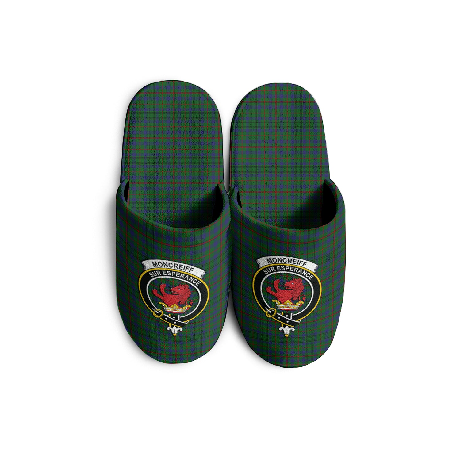 Moncrieff of Atholl Tartan Home Slippers with Family Crest - Tartanvibesclothing Shop