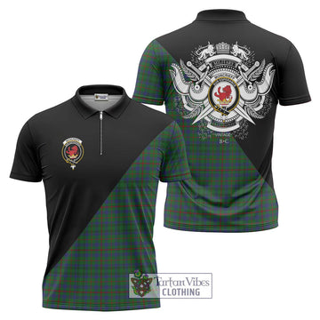 Moncrieff of Atholl Tartan Zipper Polo Shirt with Family Crest and Military Logo Style